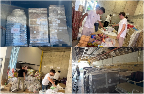 Отправка и разгрузка гуманитарной помощи для вынужденных переселенцев из Нагорного Карабаха, находящихся в Армении